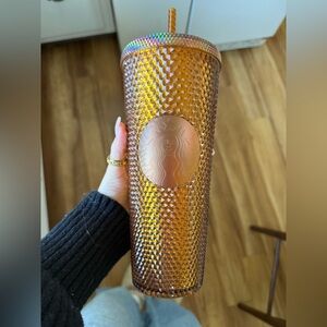 Starbucks 50th Anniversary 2021 Honeycomb Gold Copper Studded Tumblers